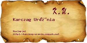 Karczag Uránia névjegykártya